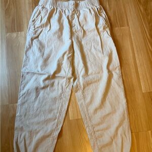 LOFT Cream Button-Front Pants